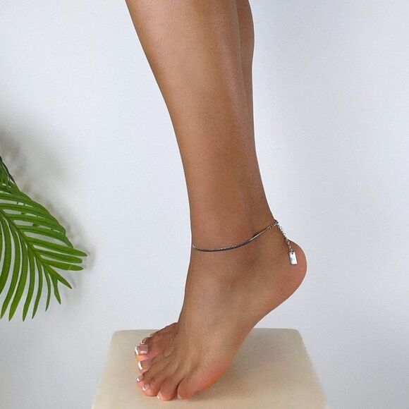 Y2K Style Summer It Girl Sterling Silver Anklet Snake Chain Beachy Bracelet - Picture 2 of 3